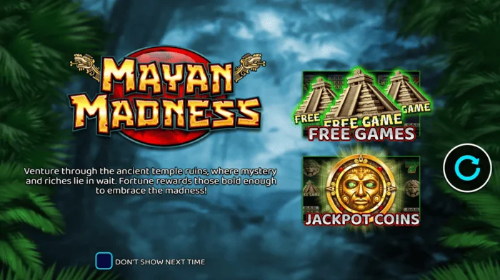 Mayan Madness – hlavné menu s mayskou tematikou
